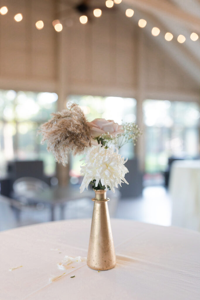 Wedding reception details at golf course wedding venue