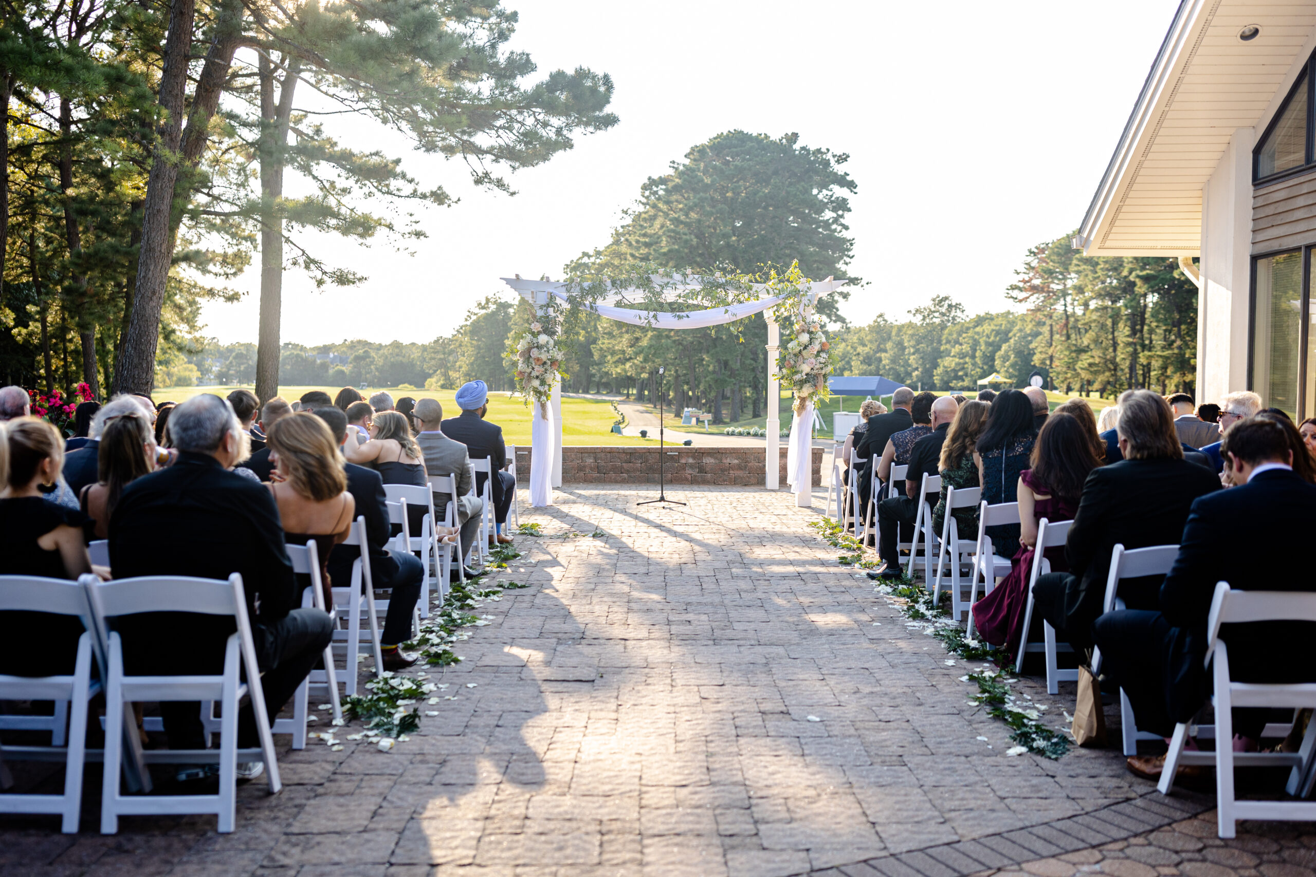 Wedding ceremony at golf course wedding venue