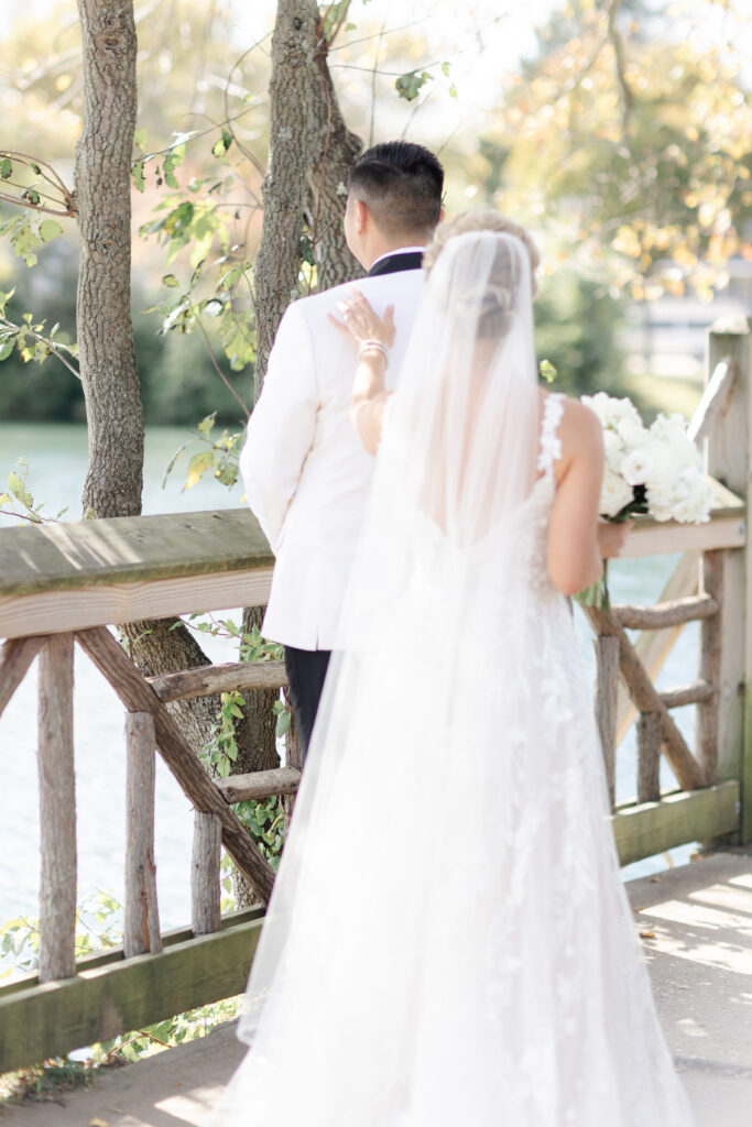 First look with bride and groom at Divine Park