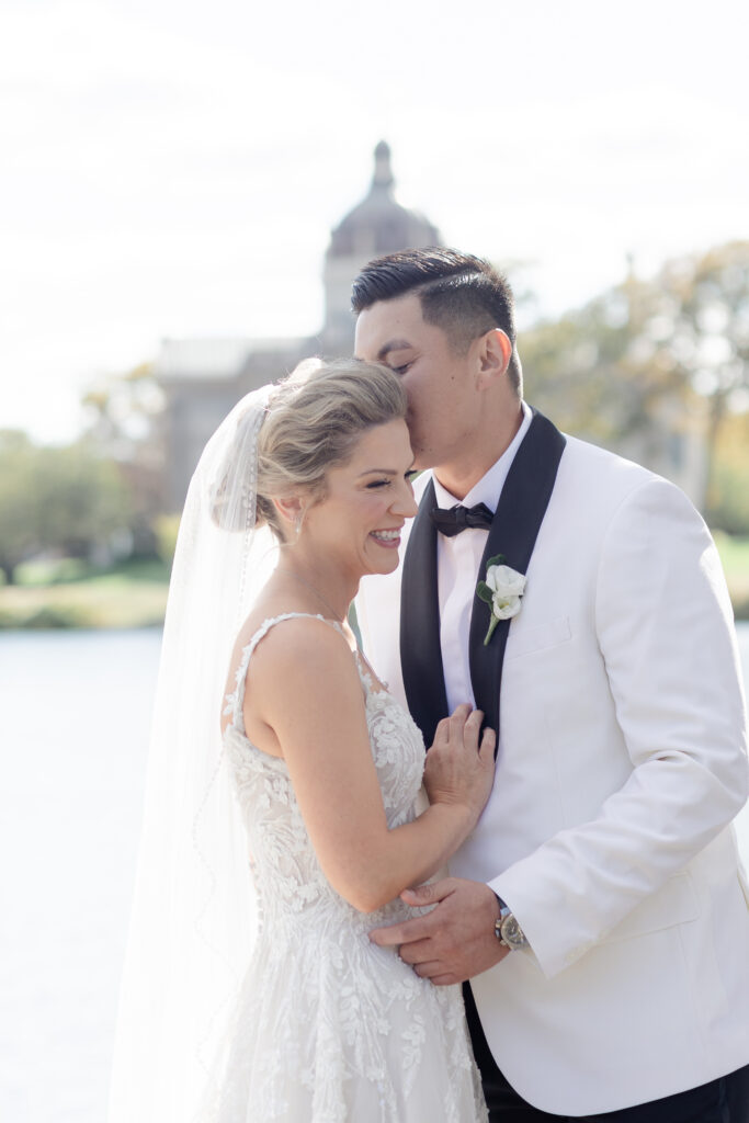 Bride and groom portraits at Wooden Bridge, Divine Park Spring Lake New Jersey