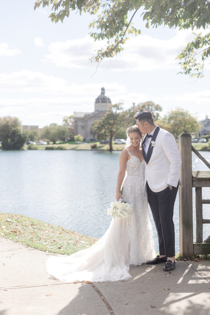 Bride and groom portraits at Wooden Bridge, Divine Park Spring Lake New Jersey