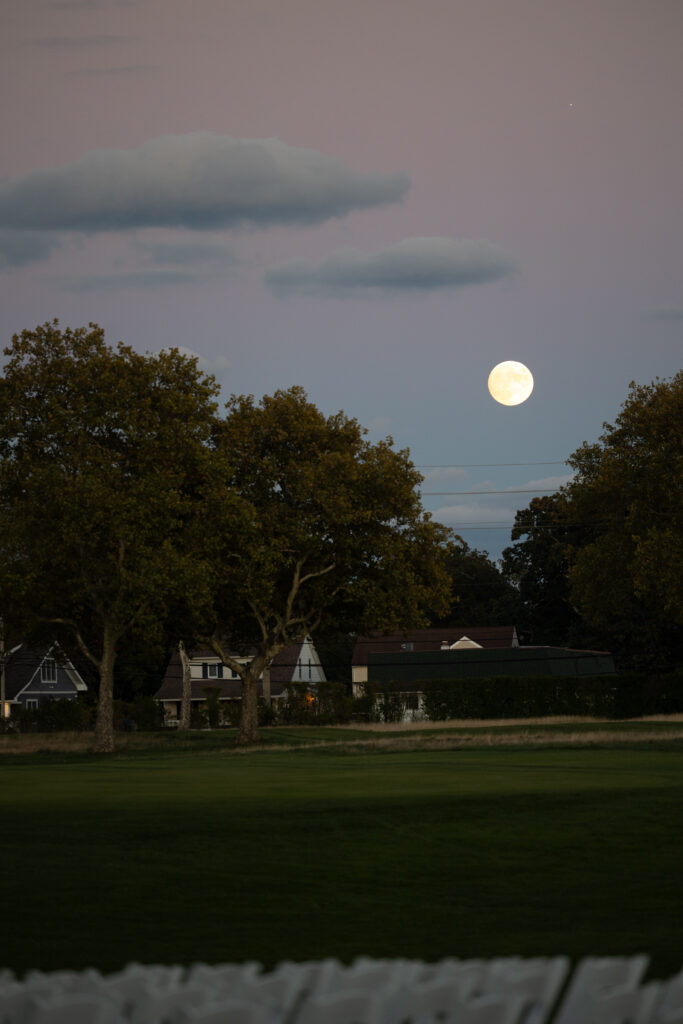 Sunset photo landscape photo with moon at golf club wedding venue