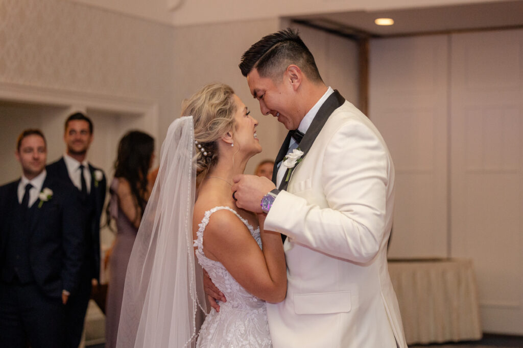 Bride and groom first dance at Spring Lake wedding venue