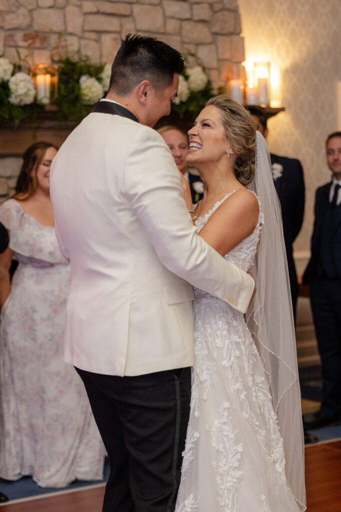 Bride and groom first dance at Spring Lake wedding venue