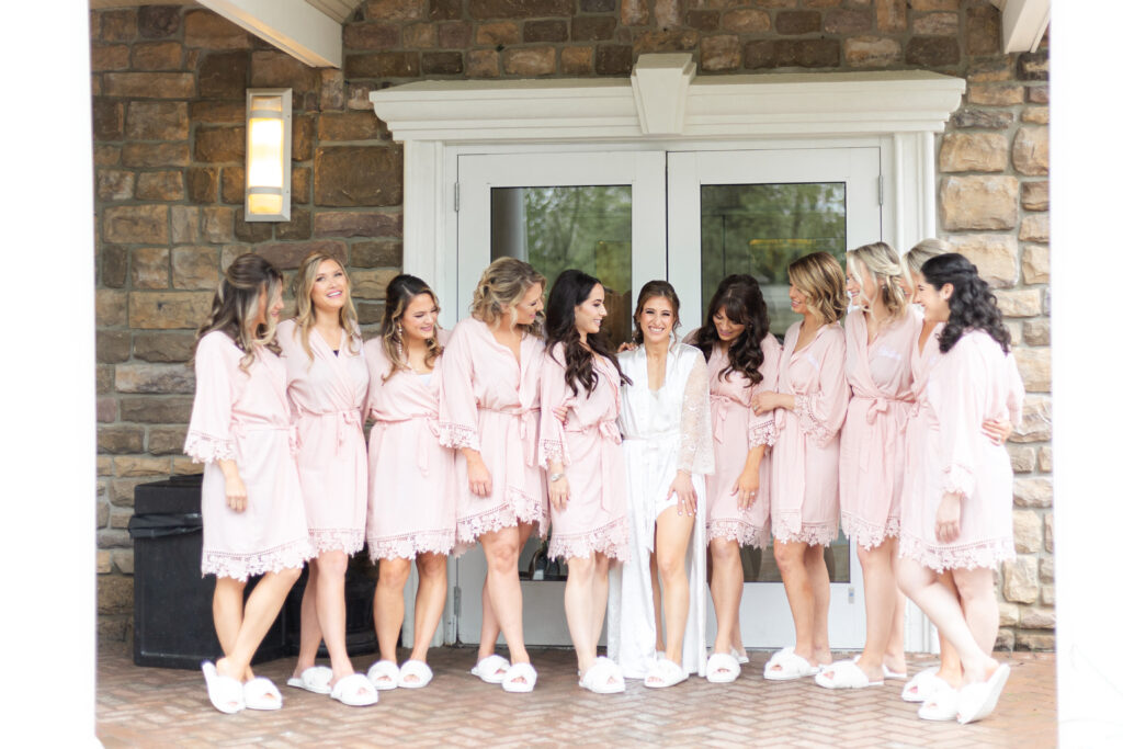 Bride and bridesmaid with pajamas