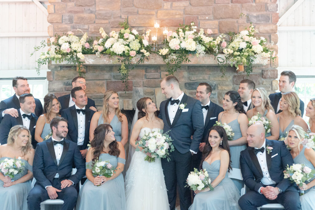 Wedding party inside Ashford Estate Red Barn