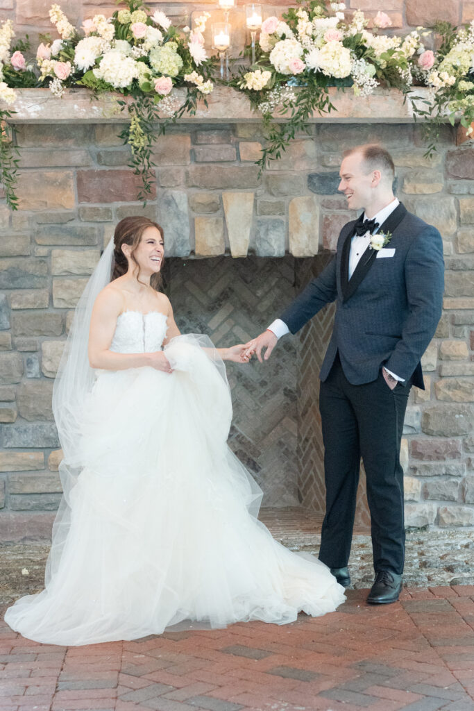 Bride and groom inside The Ashford Estate Red Barn