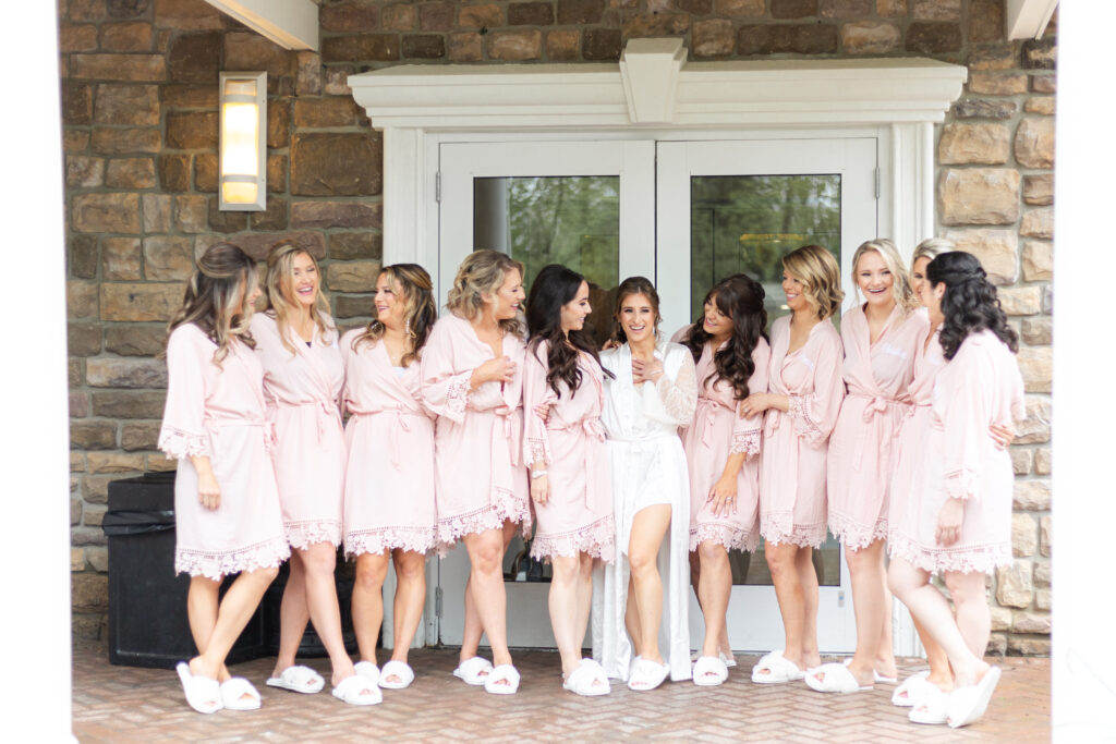 Bride and bridesmaid with pajamas