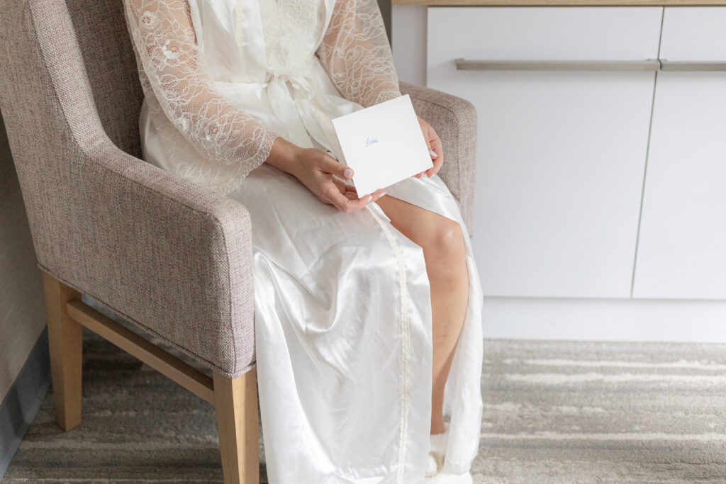 Bride with letter from groom