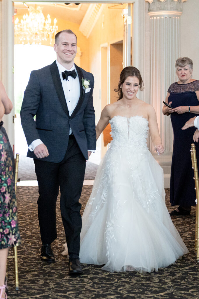 Bride and groom's first dance inside Ashford Estate ballroom