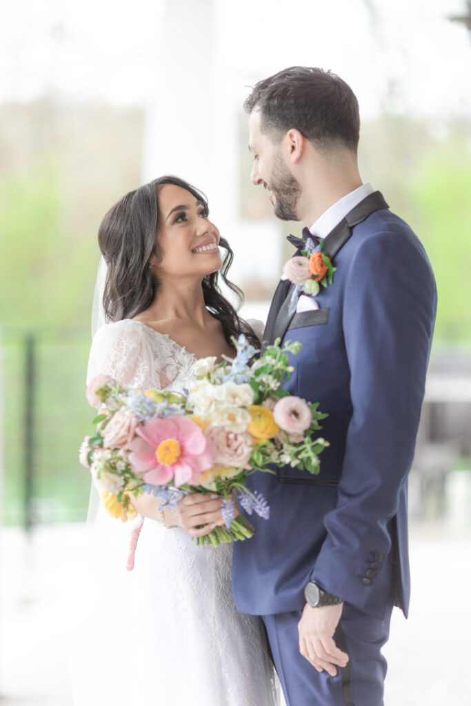 Bride and groom outdoor portraits at Bear Brook Valley