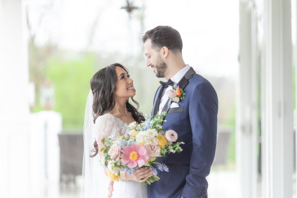 Bride and groom outdoor portraits at Bear Brook Valley