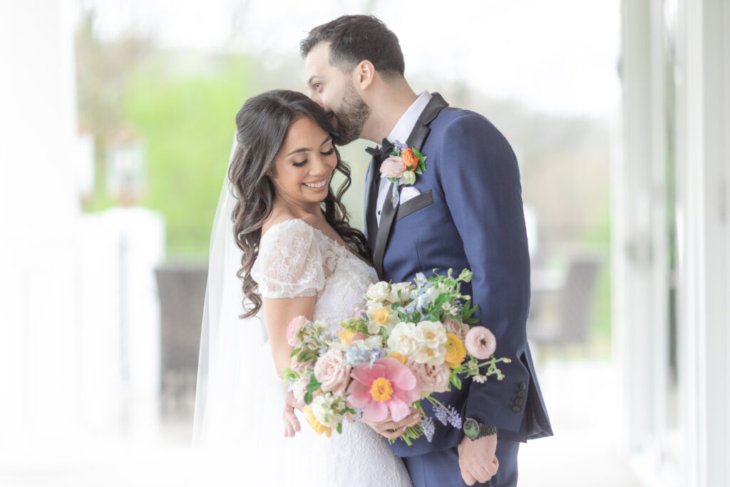 Bride and groom outdoor portraits at Bear Brook Valley