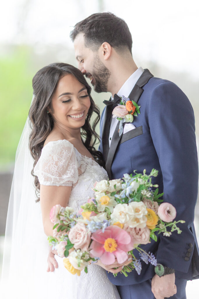 Bride and groom outdoor portraits at Bear Brook Valley