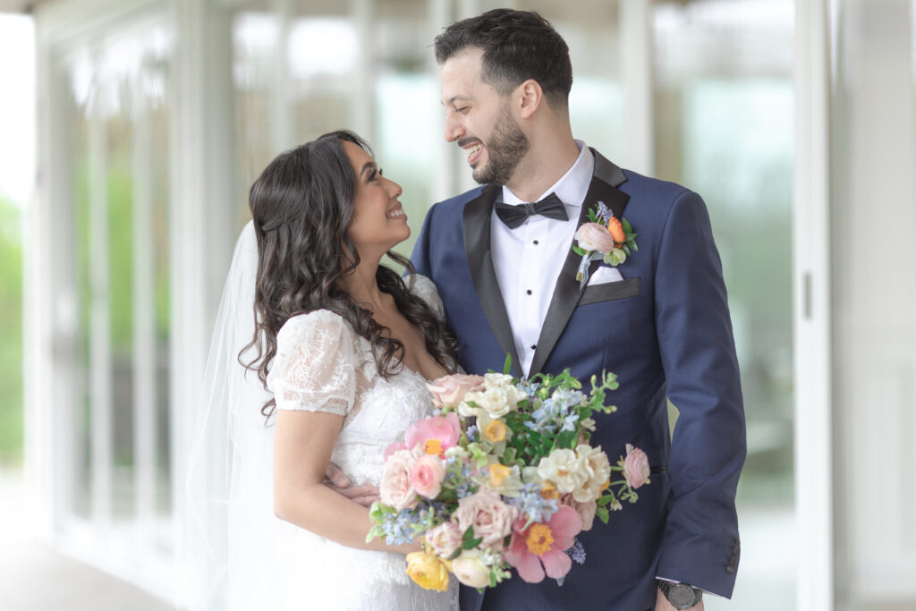 Bride and groom outdoor portraits at Bear Brook Valley