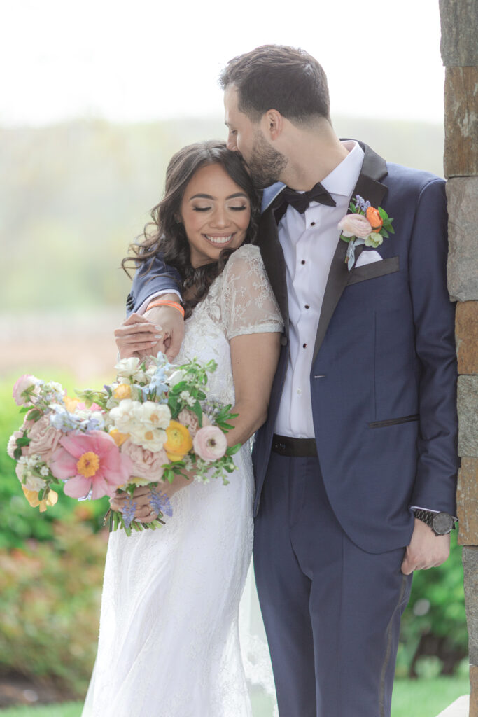 Bride and groom outdoor portraits at Bear Brook Valley