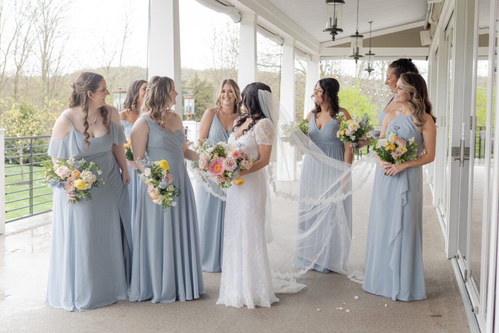 Bride and bridesmaid