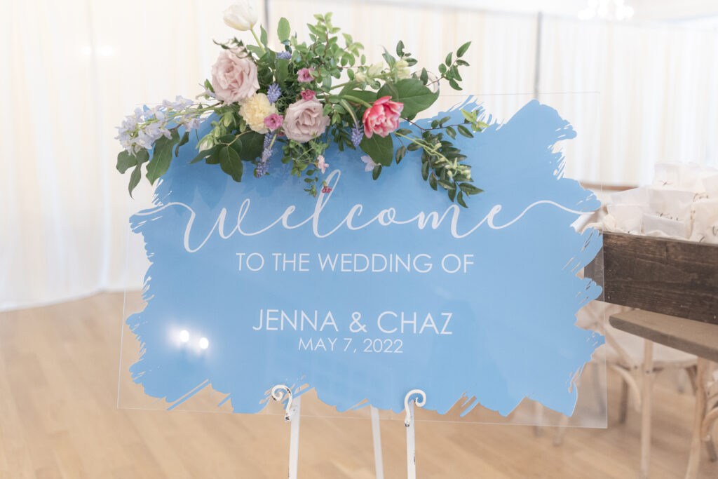 Wedding reception decor welcome sign