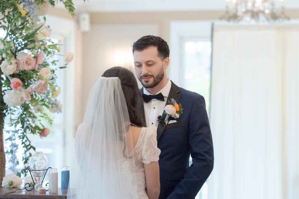 Bride and groom wedding ceremony at Bear Brook Valley