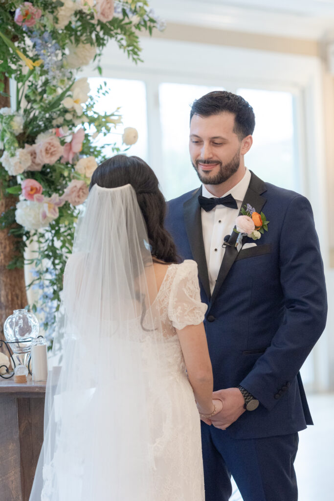 Bride and groom wedding ceremony at Bear Brook Valley