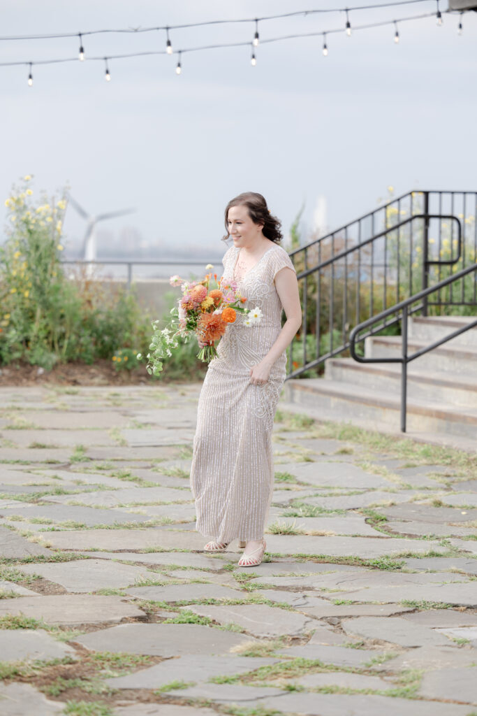 Bride walking towards groom for first look