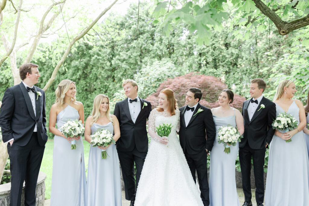 Bride and groom with wedding party