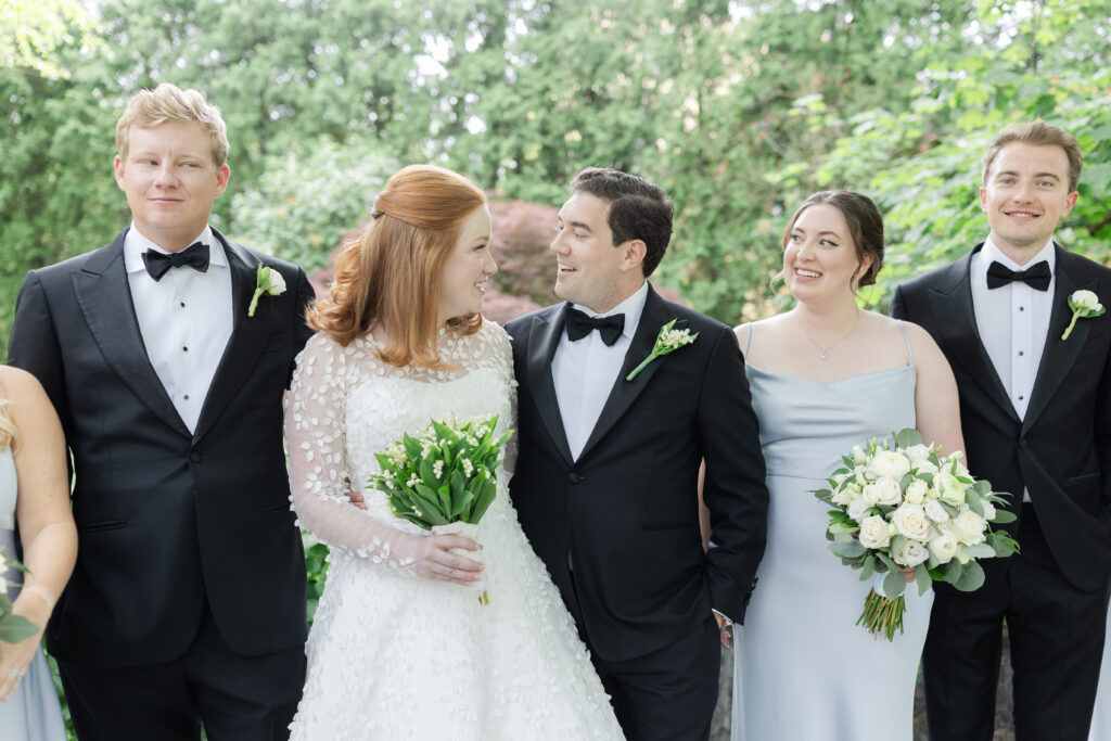 Bride and groom with wedding party