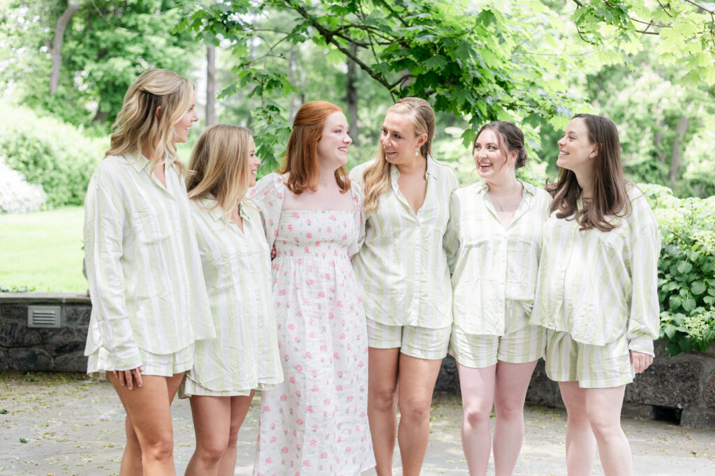 Bride and bridesmaid with pajamas