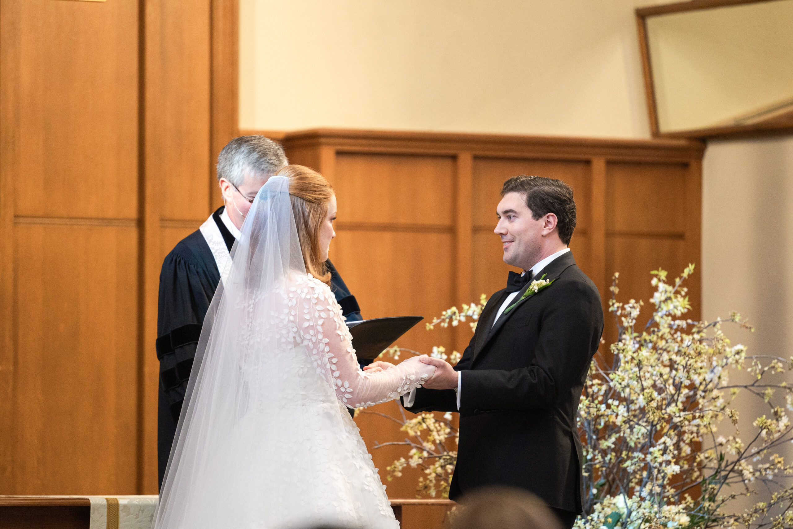 Bride and groom at Larchmont church altar