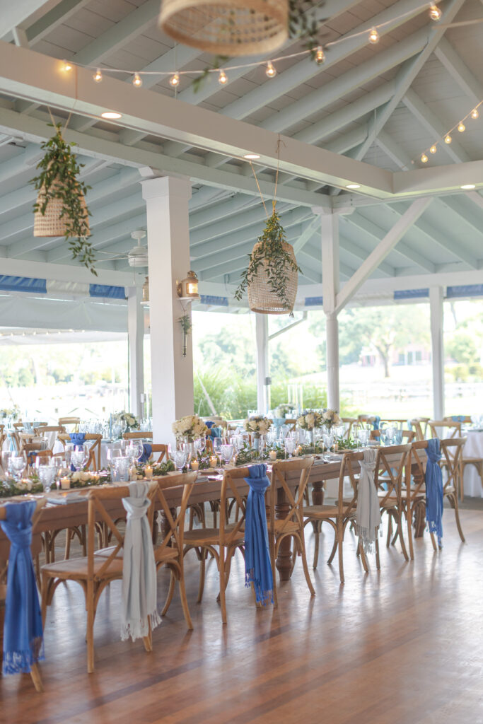 Wedding reception details of guest tables