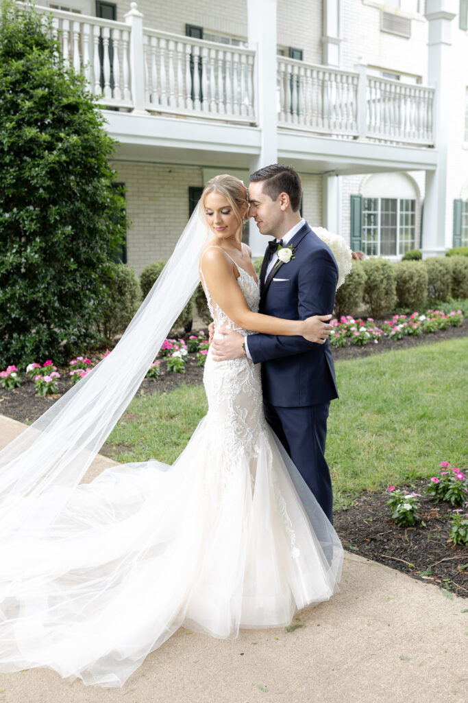 Bride and groom outdoor portraits at Madison Hotel, Morristown, NJ