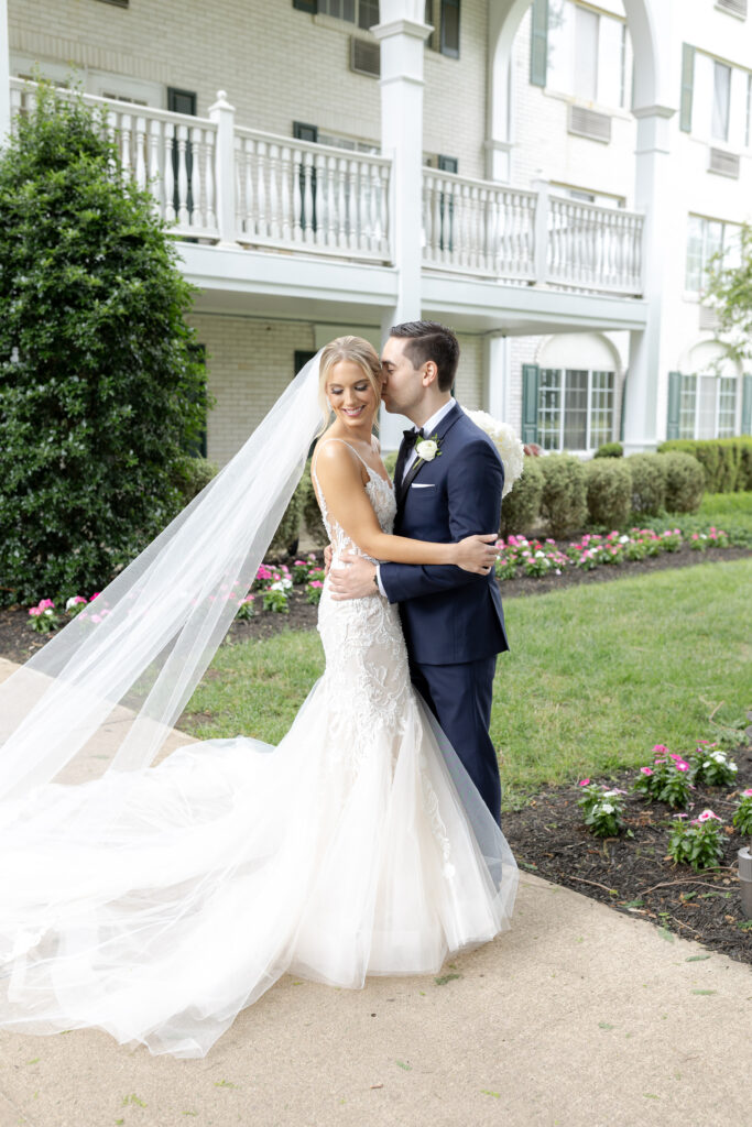 Bride and groom outdoor portraits at Madison Hotel, Morristown, NJ