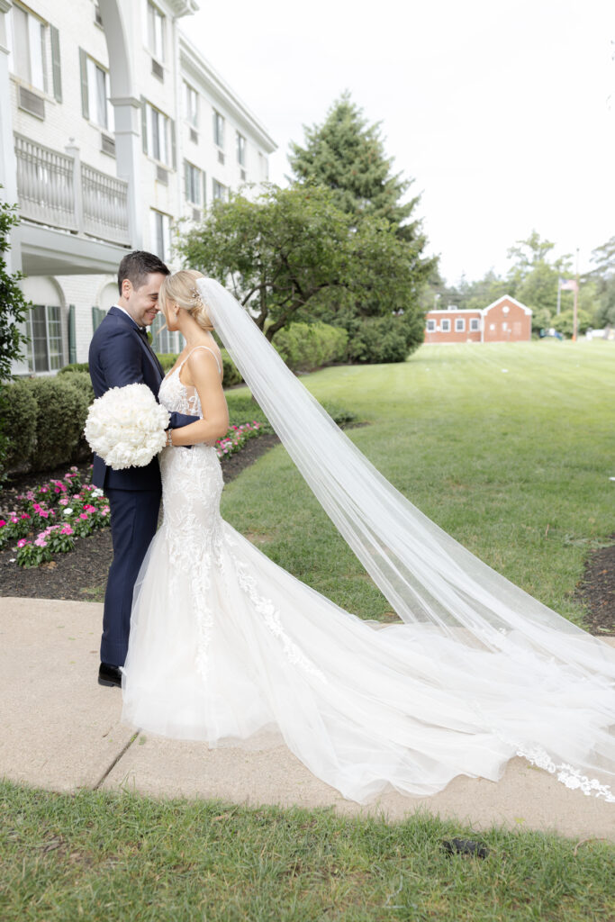 Bride and groom outdoor portraits at Madison Hotel, Morristown, NJ