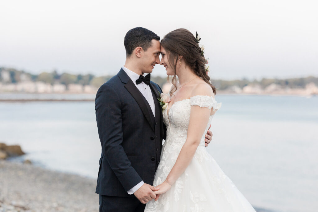 Bride and groom sunset photos