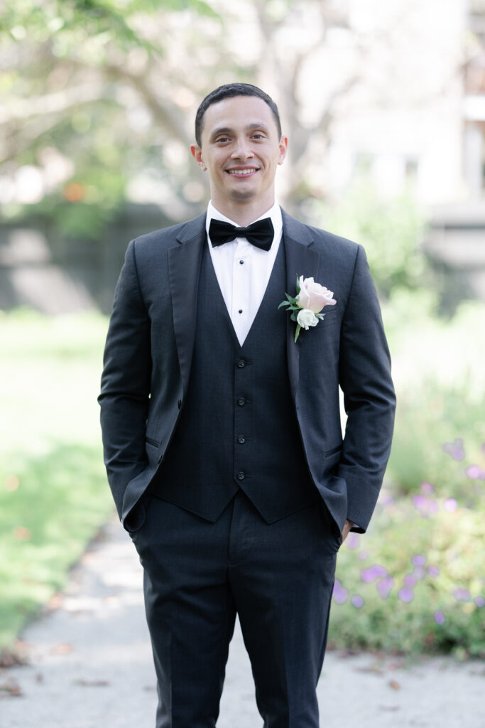 Groom portraits in Massachusetts wedding