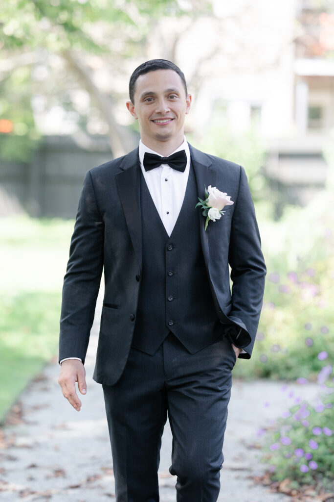 Groom portraits in Massachusetts wedding