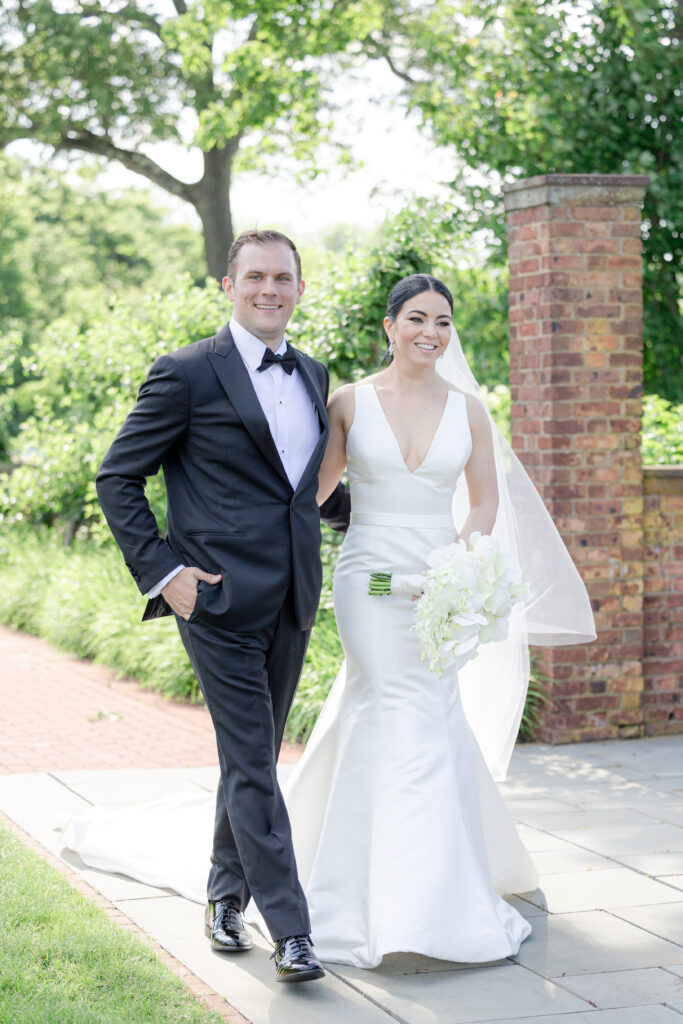 Bride and groom at country club wedding venue