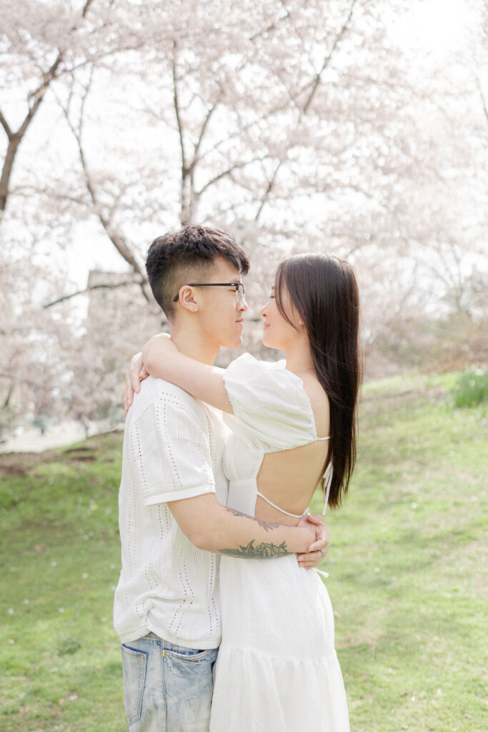 Romantic NYC Cherry Blossom Photos in iconic park