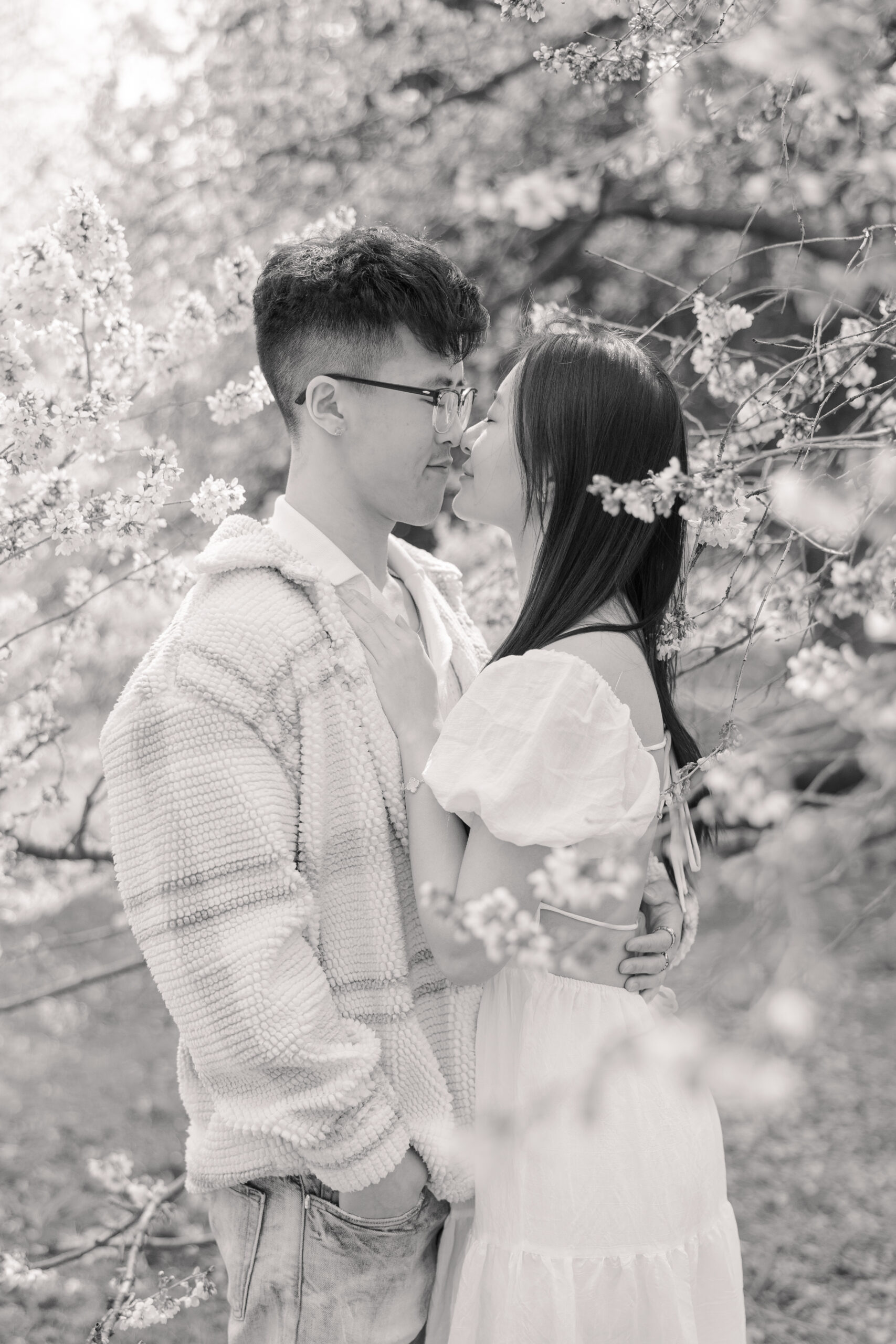 Black and White couple engagement at Central Park