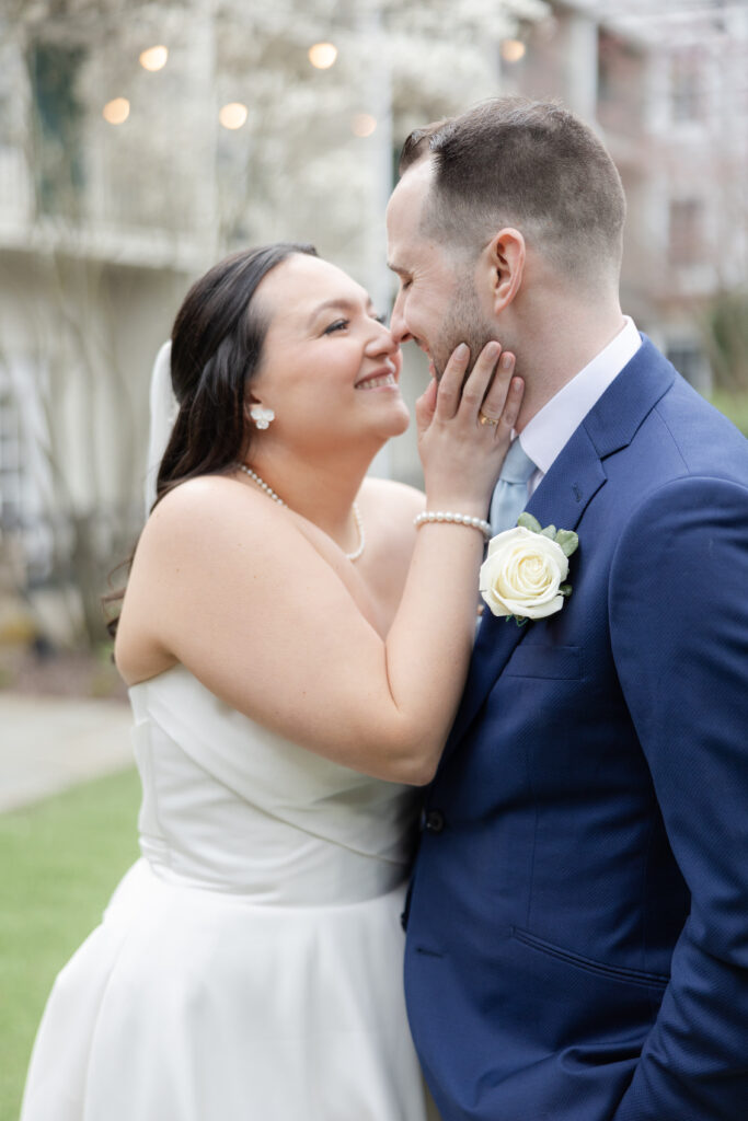 Bride and groom outdoor portraits at Basking Ridge NJ Hotel