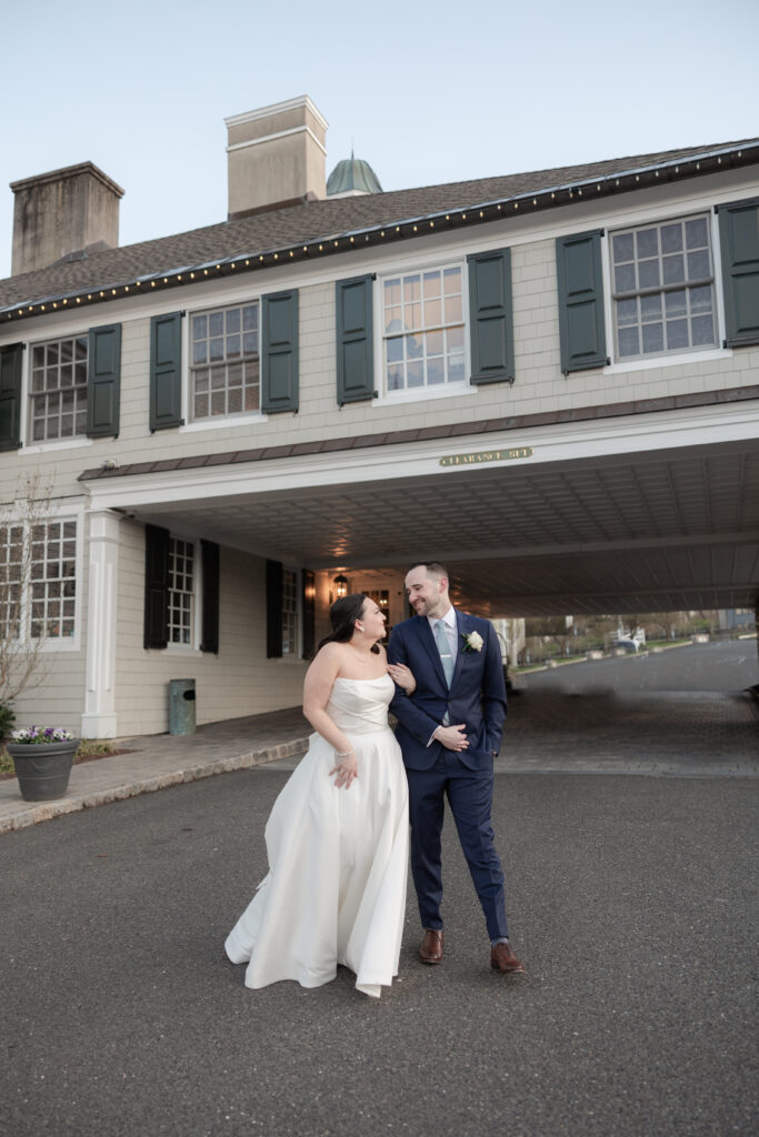 Bride and groom outdoor portraits at Basking Ridge NJ Hotel