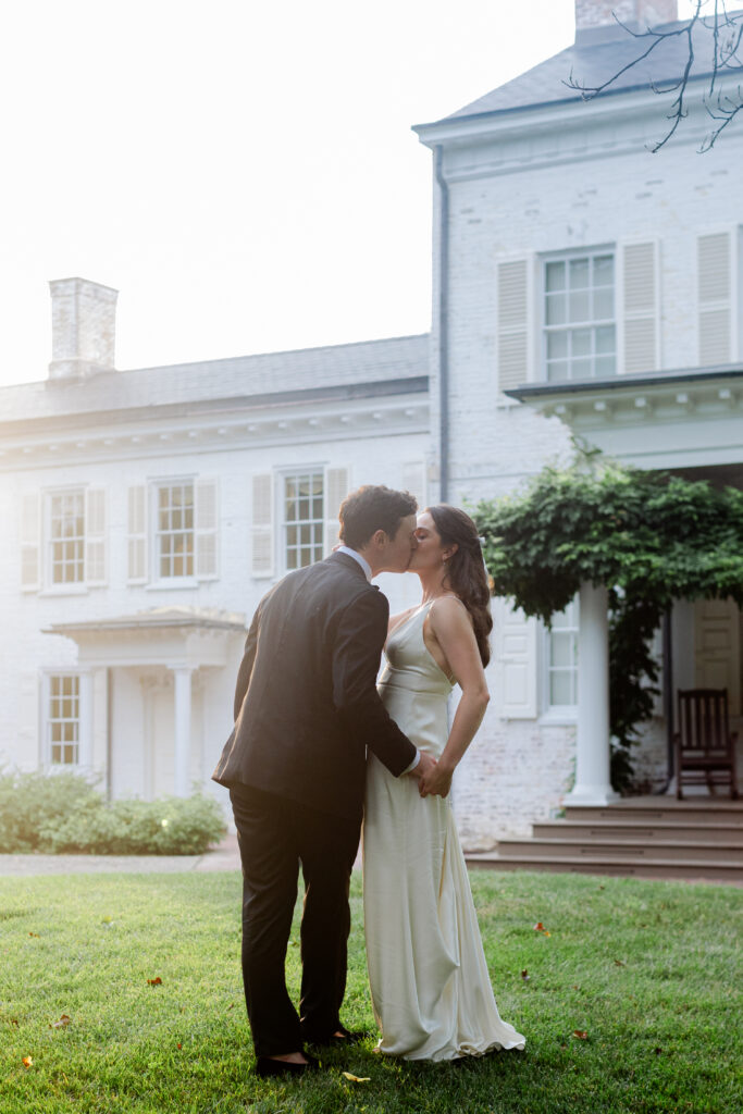 Sunset photo of bride and groom