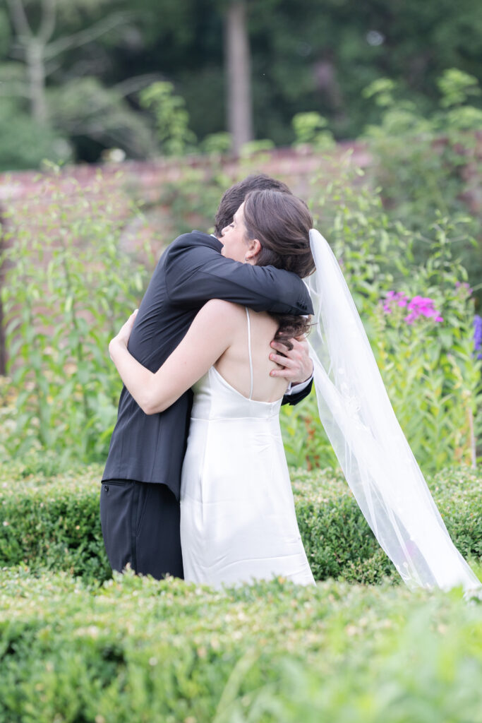 Outdoor first look at Princeton New Jersey Wedding Venue