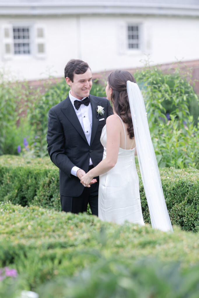 Outdoor first look at Princeton New Jersey Wedding Venue