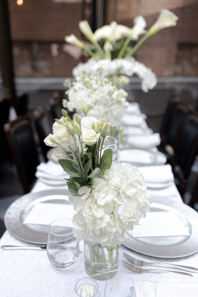 Table florals at wedding reception