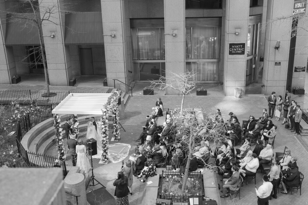 Outdoor wedding ceremony at Fidi Wedding Venue