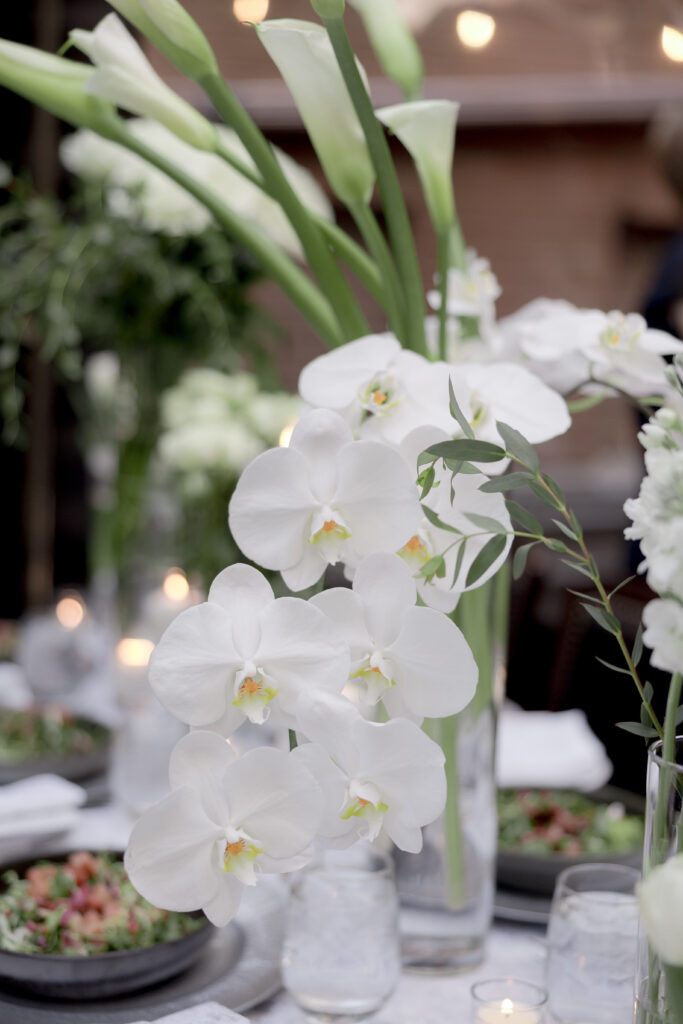 Table florals at wedding reception