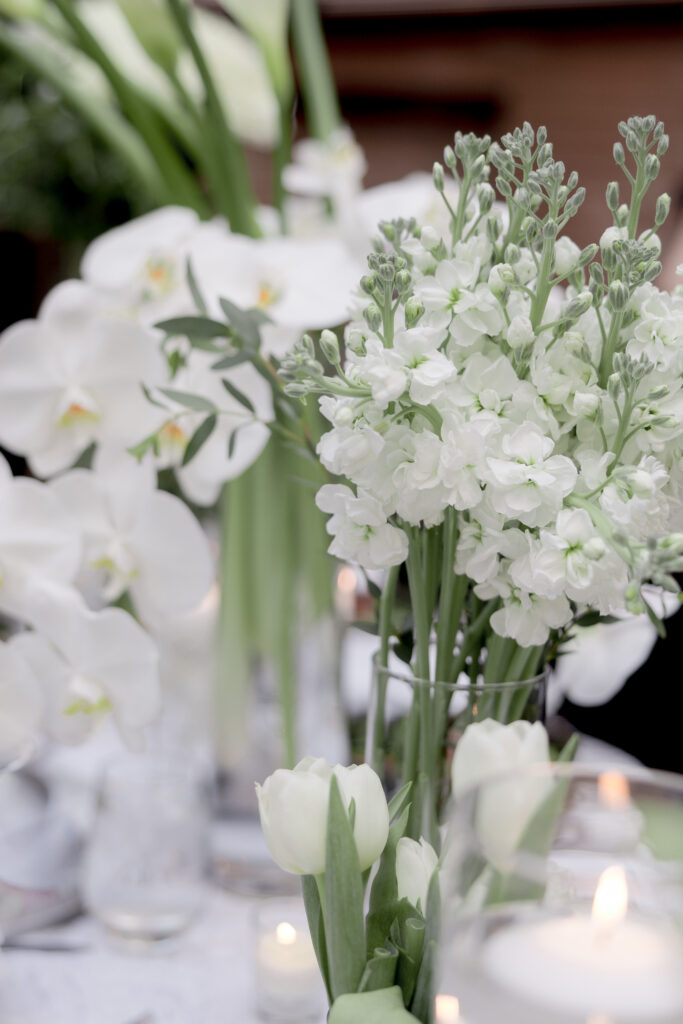 Table florals at wedding reception