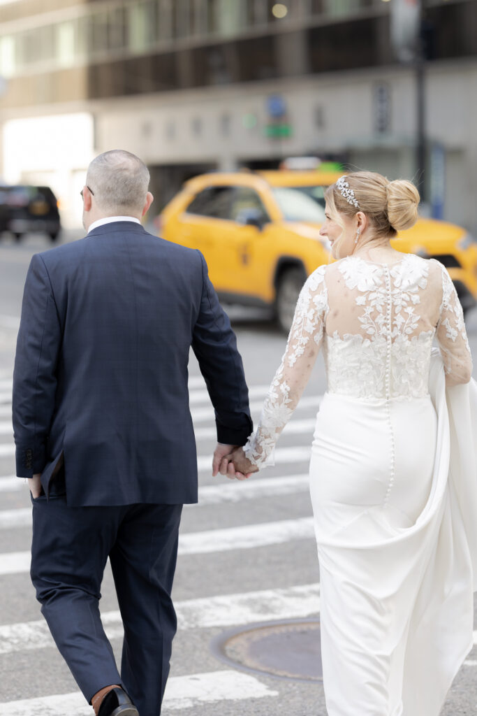 Bride and groom in NYC FiDI