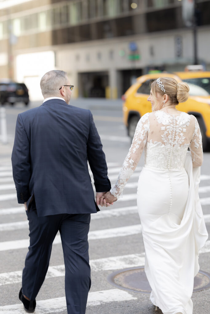 Bride and groom in NYC FiDI